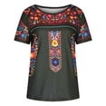 thumbnail image 4 of Rezuofi 1 Pcs Womens Mexican Embroidered Tops Short Sleeve Fiesta Shirts Floral Peasant Blouses, 4 of 5