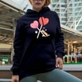 thumbnail image 2 of Retro Yum & Heart Lollipops Art, Valentine's Day Gift, Navy Blue Hooded Sweatshirt or Hoodie, 3XL, 2 of 5