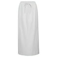thumbnail image 3 of MIXUE Skirts For Women Summer Linen Solid Color Elastic Waist Drawstring A Line Boho Maxi Skirt Beachwear,White,S, 3 of 7