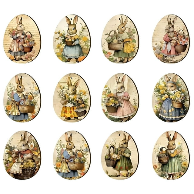 Easter New Spring Flowers Bunny Door Sign Holiday Wooden Hanging Sign Easter Decorative Signs