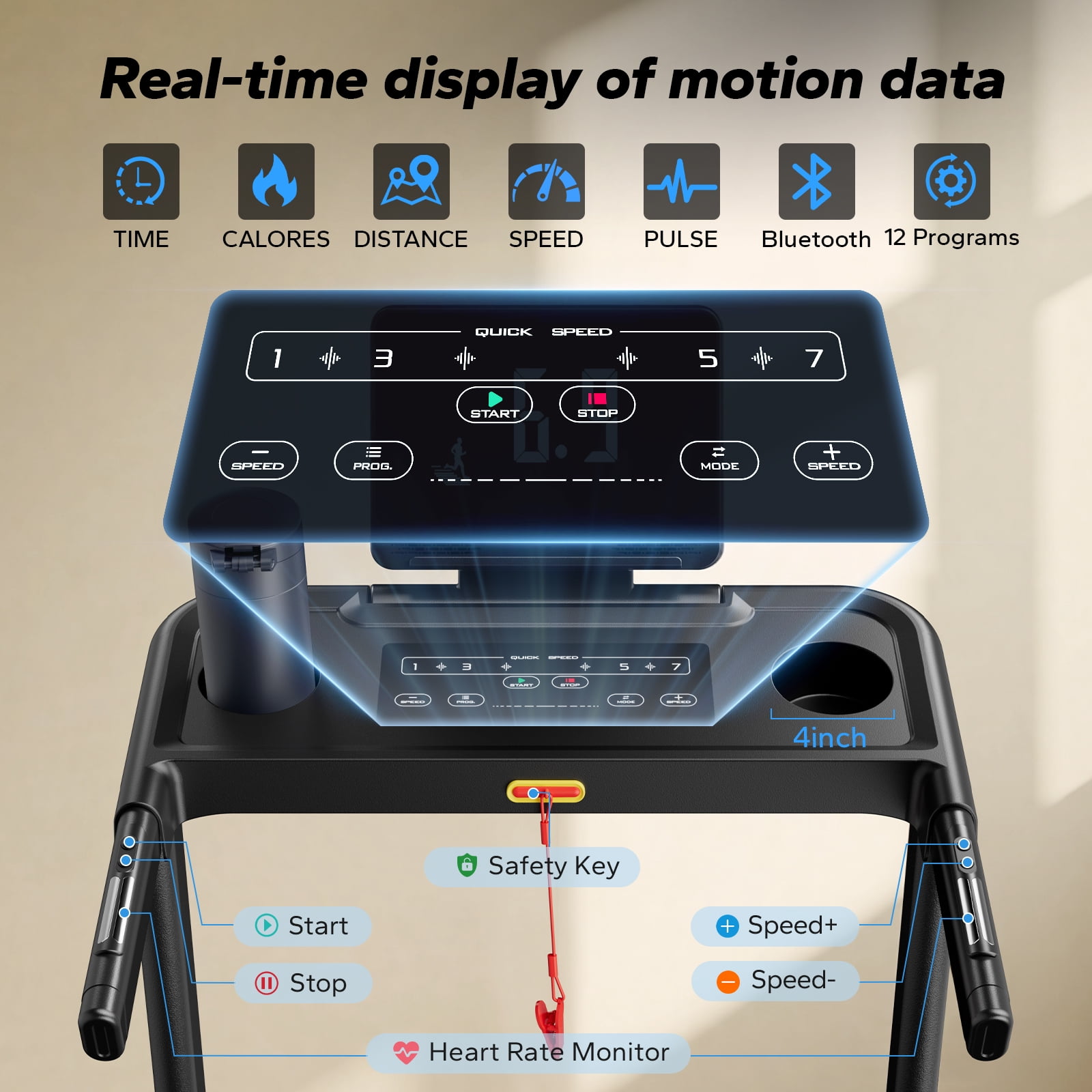 MERACH Folding Treadmill with 15% Auto Incline, Fitness Treadmill for Home with APP, 300 lbs Capacity