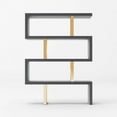 thumbnail image 3 of HomeRoots 482698 67 x 51 x 14 in. Gray Elm & Gold Four Tier Zig Zag Bookcase, 3 of 5