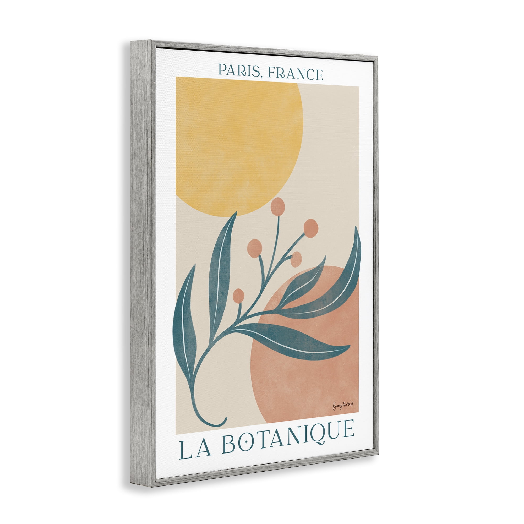 Stupell Industries French Botanical Poster Botanical & Floral Painting Gray Framed Art Print Wall Art, 12 x 18