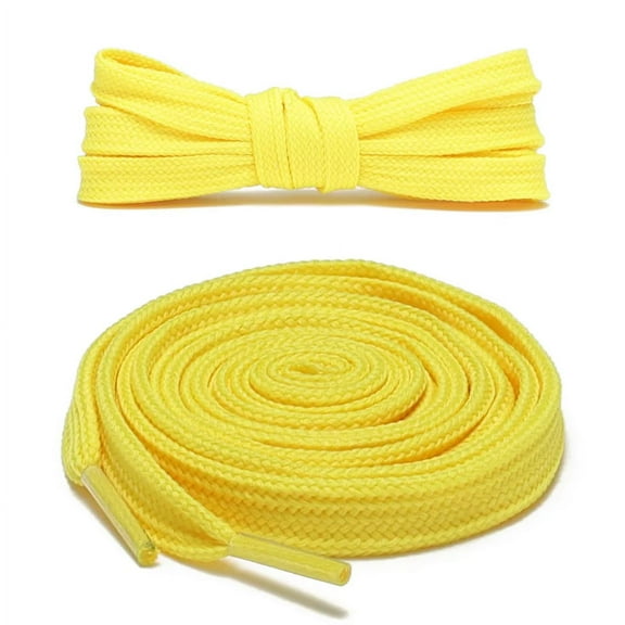 1pair Double Layers Flat Boot Shoelaces Strings Yellow for Sneakers Tennis Shoes