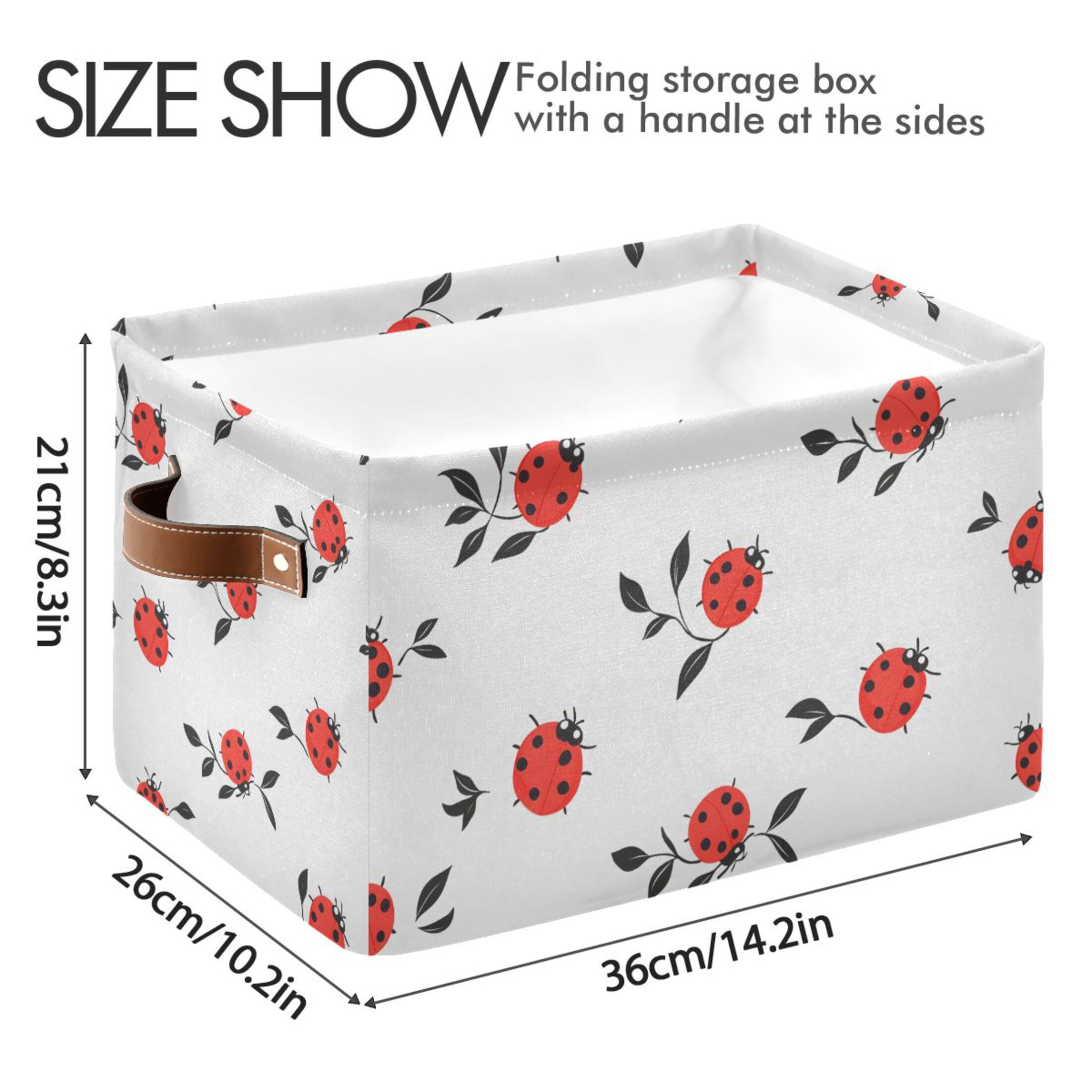 Ryvnso Ladybugs Leaves Storage Basket Large Bin Foldable Boxes Toys Organizer 14.2x10.2x8.3in 2 PCs