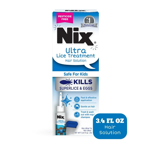 Nix Ultra Lice Removal Kit, Lice Treatment Hair Solution, 3.4 fl oz &Removal Comb