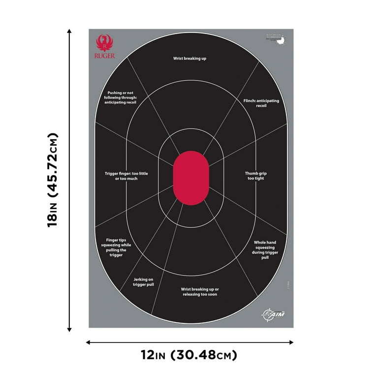 Ruger Splash Adhesive Paper Shooting Targets, Handgun Trainer, 12W x 18H,  5 Ct, Paper Targets, 27998 