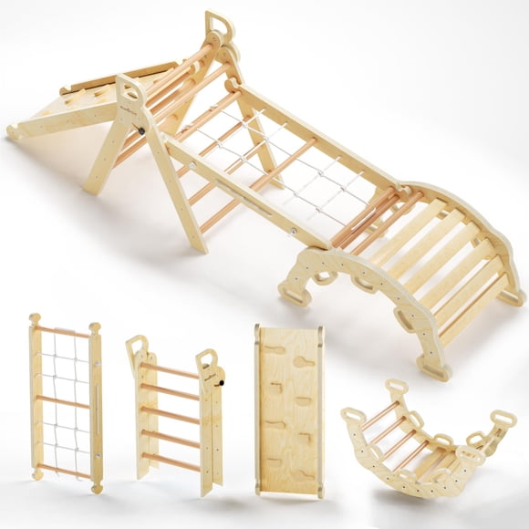 Set de escalada BlueWood 2025 8 en 1 Pikler Triangle para niños