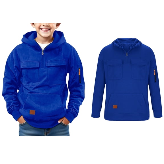 Hoodies for Boys Quarter Zip Hoodie Casual Long Sleeve Sweatshirts with Pockets 9-10 Years Boy Clothes