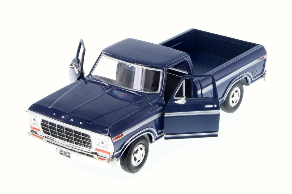 Diecast Car & Display Case Package - 1979 Ford F-150 Custom Pick-Up, Blue - Motor Max 79346 - 1/24 Scale Diecast Model Toy Car w/Display Case - image 2 of 3