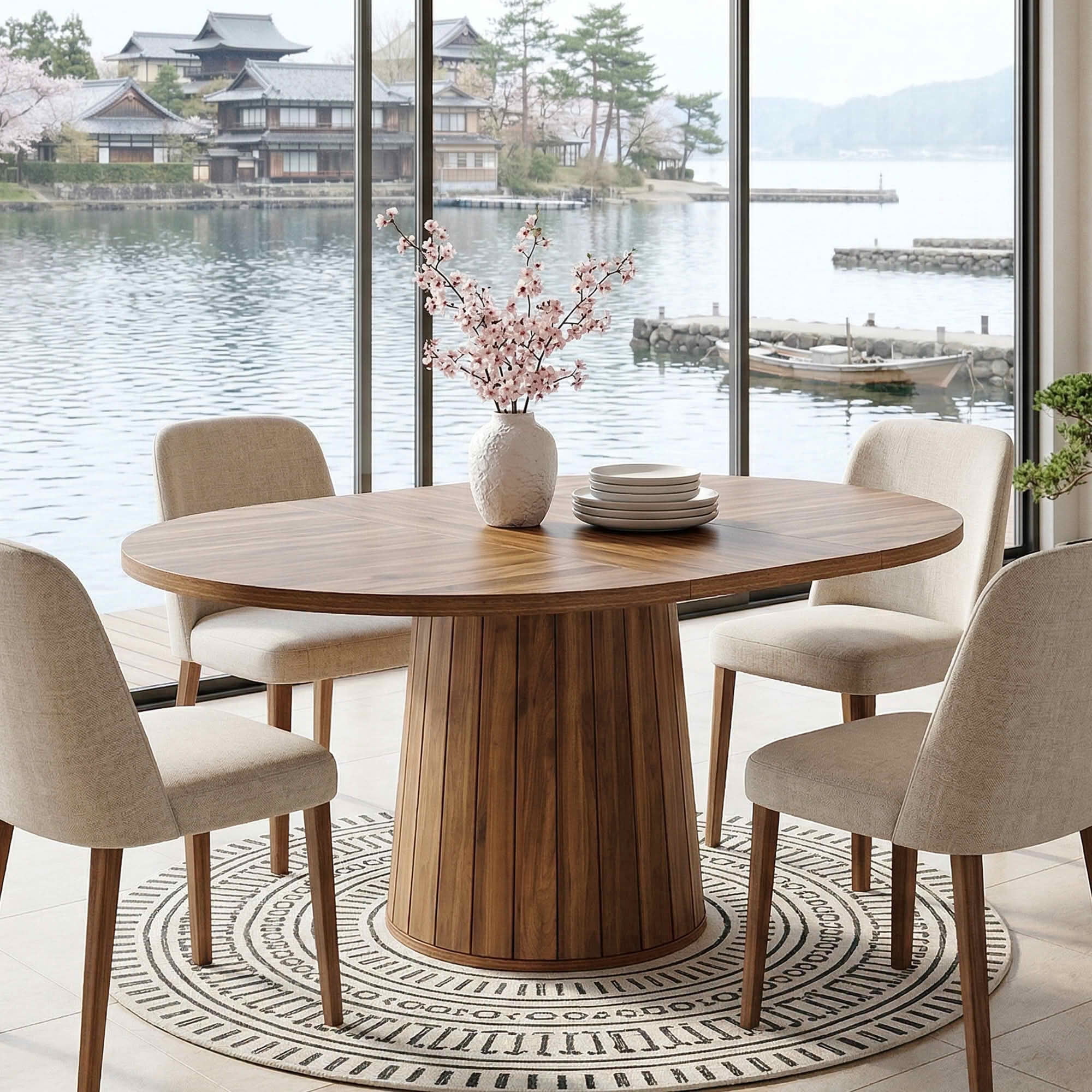 Dovelina 55" Oval Dining Table for 6, Modern Wood Multi-Purpose Dinner Table for Home Office, Small Apartment, Kitchen
