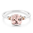 thumbnail image 3 of Gem Stone King 925 Sterling Silver and 10K Rose Gold Peach Nano Morganite Engagement Ring for Women (2.00 Cttw, Cushion 8MM, Gemstone Birthstone, Available in Size 5, 6, 7, 8, 9), 3 of 7
