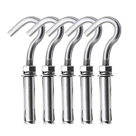 

Concrete Wall Hook 304 Stainless Steel Expansion Hook Heavy Duty Concrete Hook Open Cup Hook Expansion Bolts for Concrete Wall (5 M10)