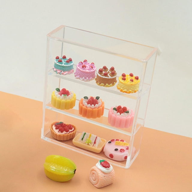 Mini vitrina para , juguetes de simulación, accesorios de fotografía, modelo de juguetes, simulación de bricolaje, 1:12 de acrílico transp CUTICAT Estante de exhibición de la casa de muñecas