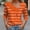 Orange, variant on CLOISE Womens Tees Fall Trendy Striped Tees Button V-Neck Long Sleeve Tops Soft Asymmetrical Color Block Shirts Elegant Outfits Red S