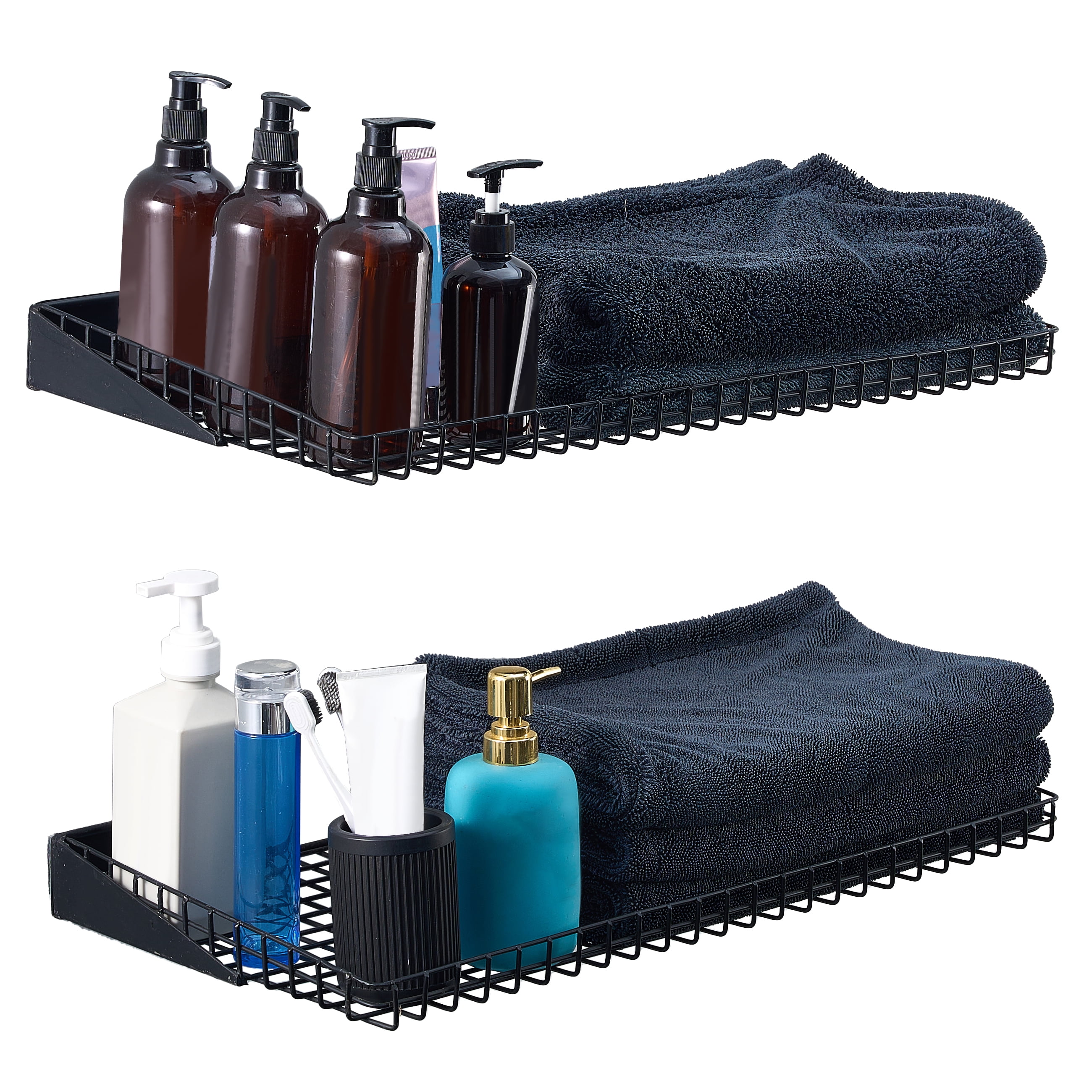 LUGO 24"x12" Garage Wall Shelves, 2 Pack, Black