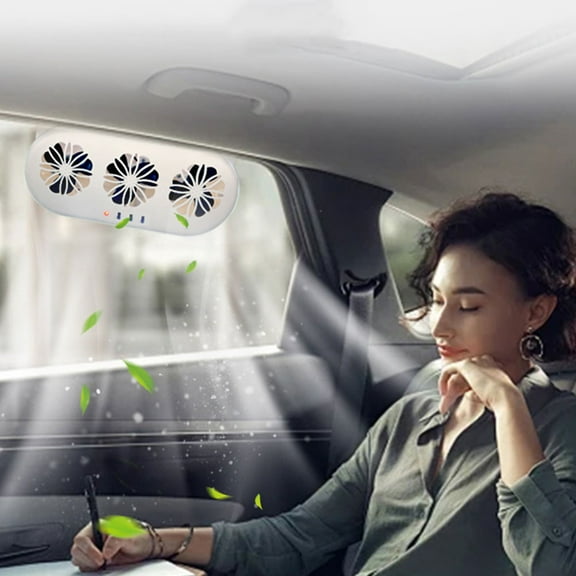 MLINS Car Window Exhaust Fan Usb Car Air Vent Fan Electric Car Window Fan With Three Air Outlet Vehicle Radiator Vent With Usb For All Cars White