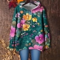 thumbnail image 2 of Sexlip Loose Off Shoulder Hooded Sweatshirt Women's Casual Long Sleeve Print Top Stylish Lightweight Comfortable for Spring Summer Daily Wear Party Vacation Green XL, 2 of 4