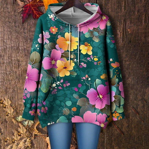 Uootdi Hoodies for Women Oversized Long Sleeve Hoodies Plus Size Plaid Striped Gift Printed Graphic Hooded Sweatshirt Casual Lo ose Fit