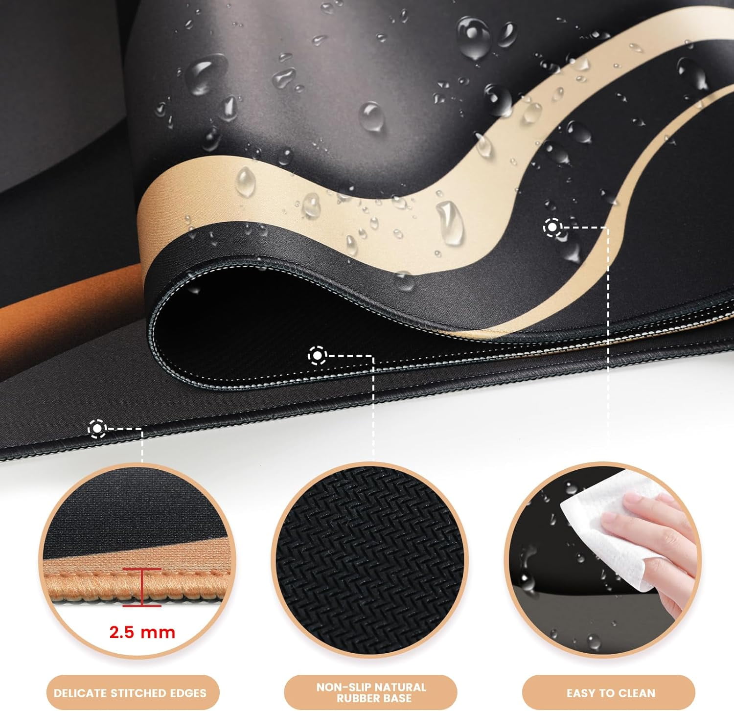 Topographic Mouse Pad, Gaming Mouse Pad, Extended Desk Pad 35.4x15.75in XXL Mouse Pad with Non-Slip Rubber Base, Abstract Mice Pad Desk Mat, Gray