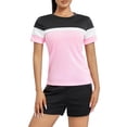 thumbnail image 2 of Conjunto de ropa de mujer Lucakuins, camisetas de manga corta de Color contrastante y pantalones cortos para correr, ropa deportiva de Yoga, chándales de verano Lucakuins  moda, 2 of 9