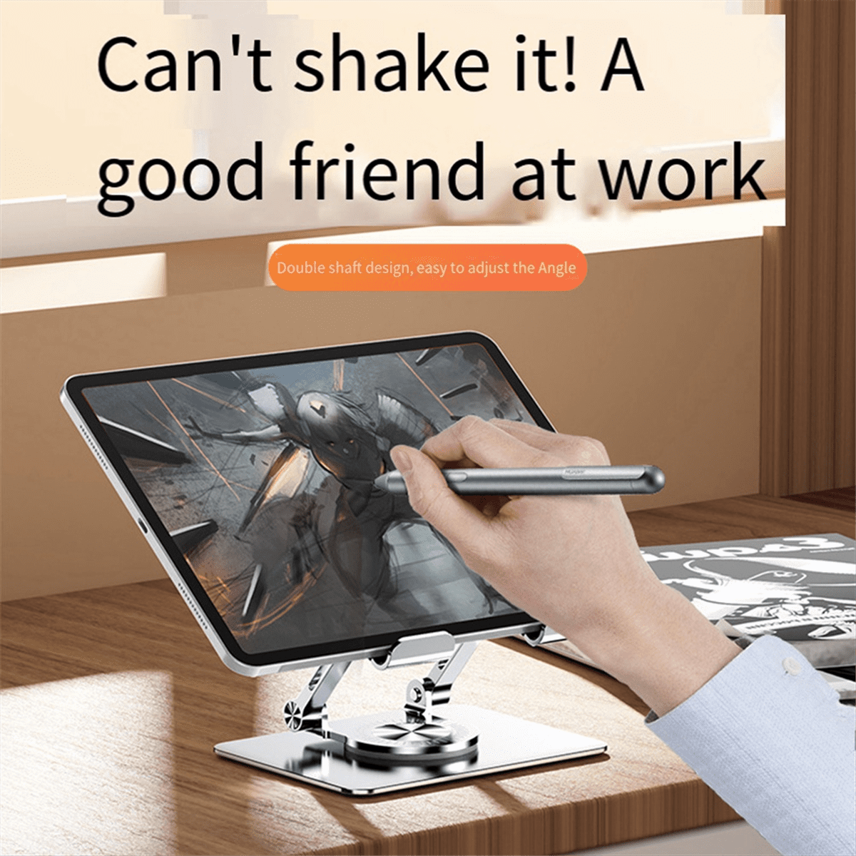 Universal Laptop Stand with 360° Rotating Base, Adjustable Height Multi-Angle, Foldable Mounted Reading Bookshelf Silver