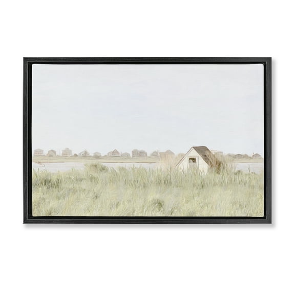 Stupell Industries Swaying Grass By Cottage Landscape & Nature Painting Black Floater Framed Canvas Art Print Wall Art, 25 x 17