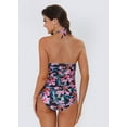 thumbnail image 6 of LIORA Women’s Halter One Piece Swimsuits V Neck Bathing Suit Ruched Tummy Control Swimwear, 6 of 7