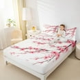 thumbnail image 4 of jejeloiu Cherry Blossom Twin Sheet Sets,Japanese Floral Twin Fitted Sheet,White Pink Flat Sheet For Girls Kids,Luxury Bedroom Decor,3 Pieces, 4 of 7