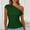 Green, variant on Womens One Shoulder Top Ruched Cropped Stretchy Slim Fit Blouse with Gold Buckle for Party Going Out Night, Black,Size M