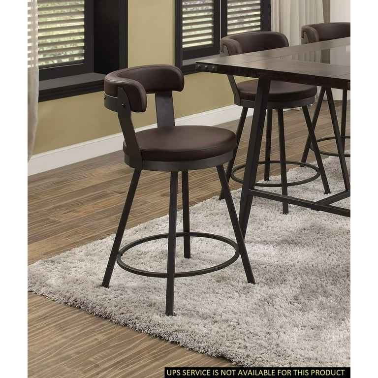 24 inch Counter Height Swivel Bar Chairs Set of 2 Faux Leather