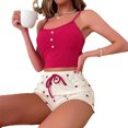 thumbnail image 4 of Tnhcen Women's Half Button Floral Print Cami Top Shorts Sleepwear Ribbed Pajamas Homewear Set S-XL, 4 of 4