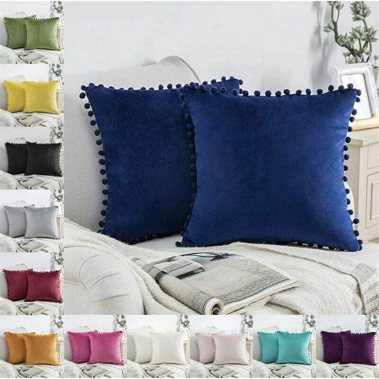 Lazzzy Blue Velvet Throw Pillow Cover 18x18 Inch - Decorative Square Cushion Case With Zipper, Dark Slate