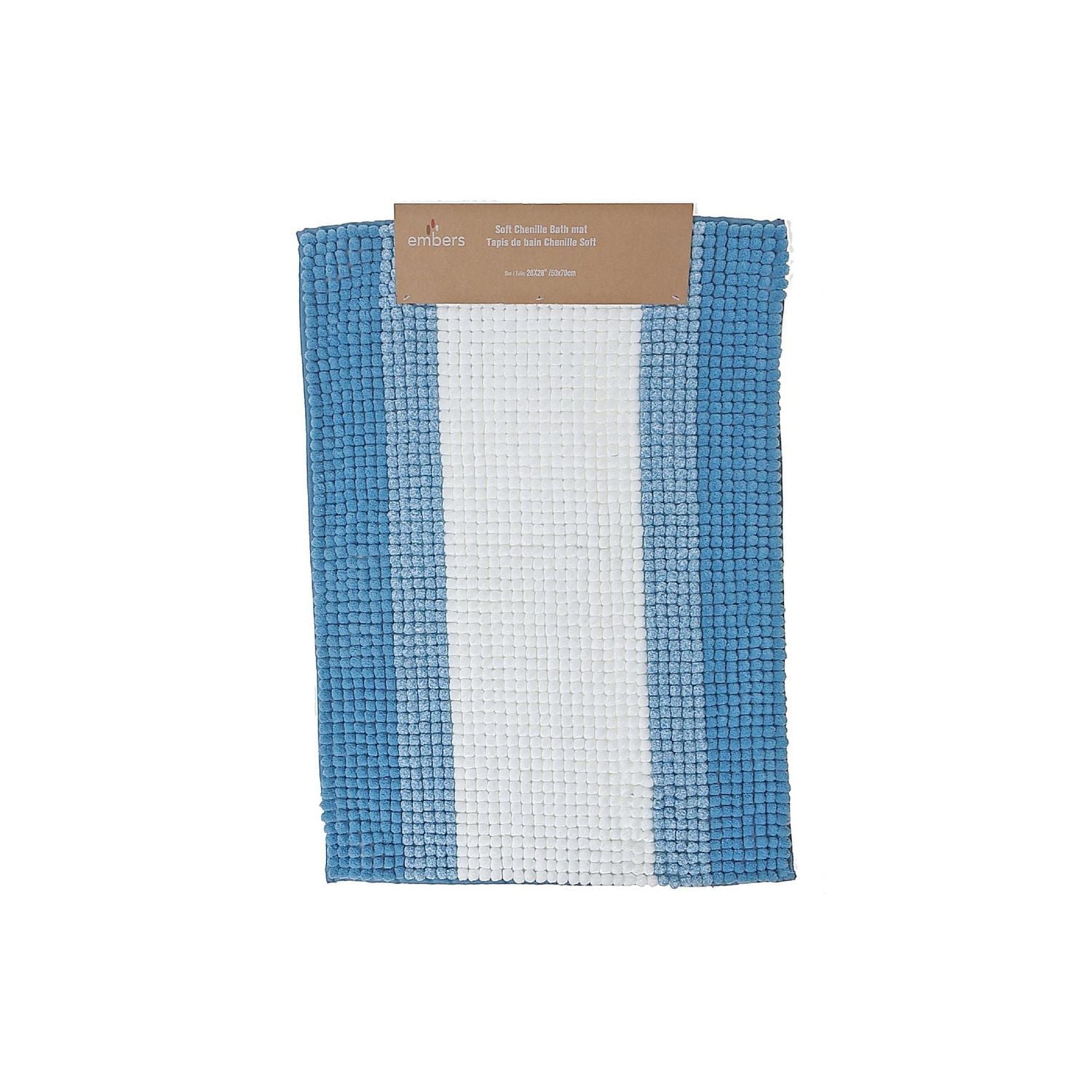 Stripe Chenille Bath Mat 20X28 Blue