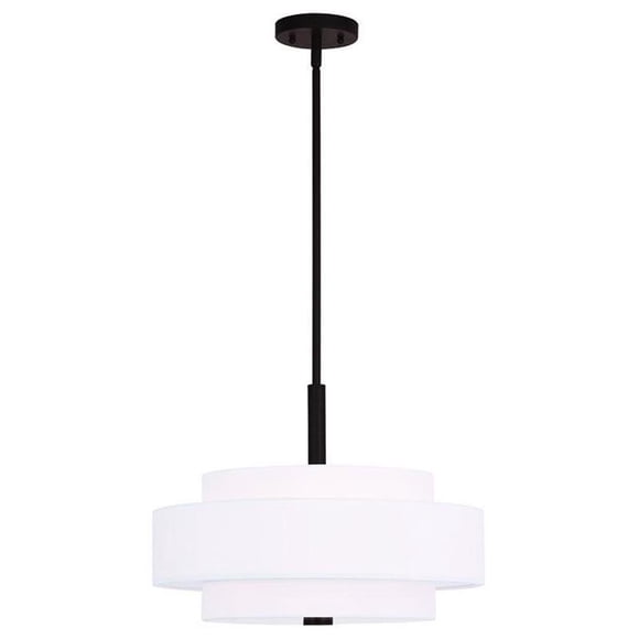 Bowery Hill Contemporary Triple Drum Shade 4-Light Pendant in Bronze