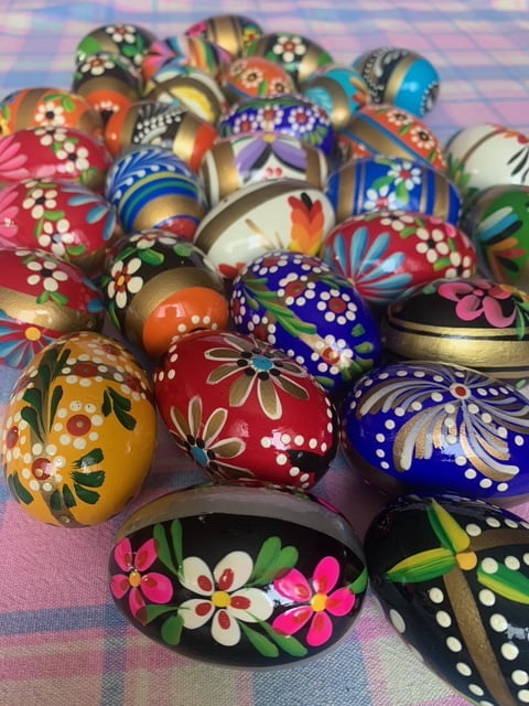 Large Vesplo Hand Painted Assorted Wooden Easter Eggs (6 Pieces)