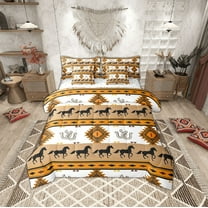 Erosebridal Rustic Farmhouse Horse Bedding Sets Queen Size, Brown Aztec Comforter Sets with Sheets, Lodge Cabin Bedroom Decor, Reversible 7 Pieces