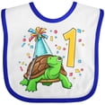 thumbnail image 3 of Inktastic 1st Birthday Cute Turtle in Party Hat with Confetti Boys or Girls Baby Bib, 3 of 4