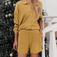 thumbnail image 5 of LIZUOJUN Pajamas for Women Set Shorts Long Sleeve Sleepwear 2 Piece Lounge Set Soft Comfortable Breathable Pjs Loungewear Notch Collar Button Down Pajama Casual Sleepwear - L, 5 of 7