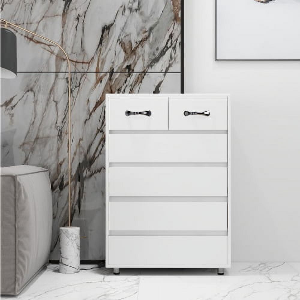 6-Drawer Dresser, Wood Chest of Drawers for Bedroom, Modern Storage Cabinet Dresser Organizer Unit for Living Room, Closet, Hallway, White