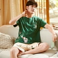 thumbnail image 4 of Cartoon Mens Nightwear Summer Comfortable Sleepwear Sleeping Tops Shorts 2 Pieces Pijamas Set Man Leisure Homewear Male Dropship, 4 of 7