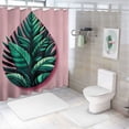 thumbnail image 6 of GOSMITH Banana Leaf Tropical Green Leaves Satin Green/Pink Shower Curtain for Bathroom White, 6 of 6
