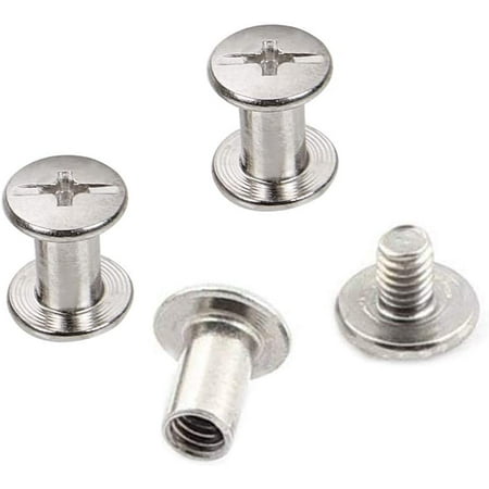 

Phillips Screws 30 Sets 5mm X 8mm Nickel Plated Chicago Binding Screws Round Cross Head Stud Screw Posts Nail Rivet Chicago Button Silver Tone