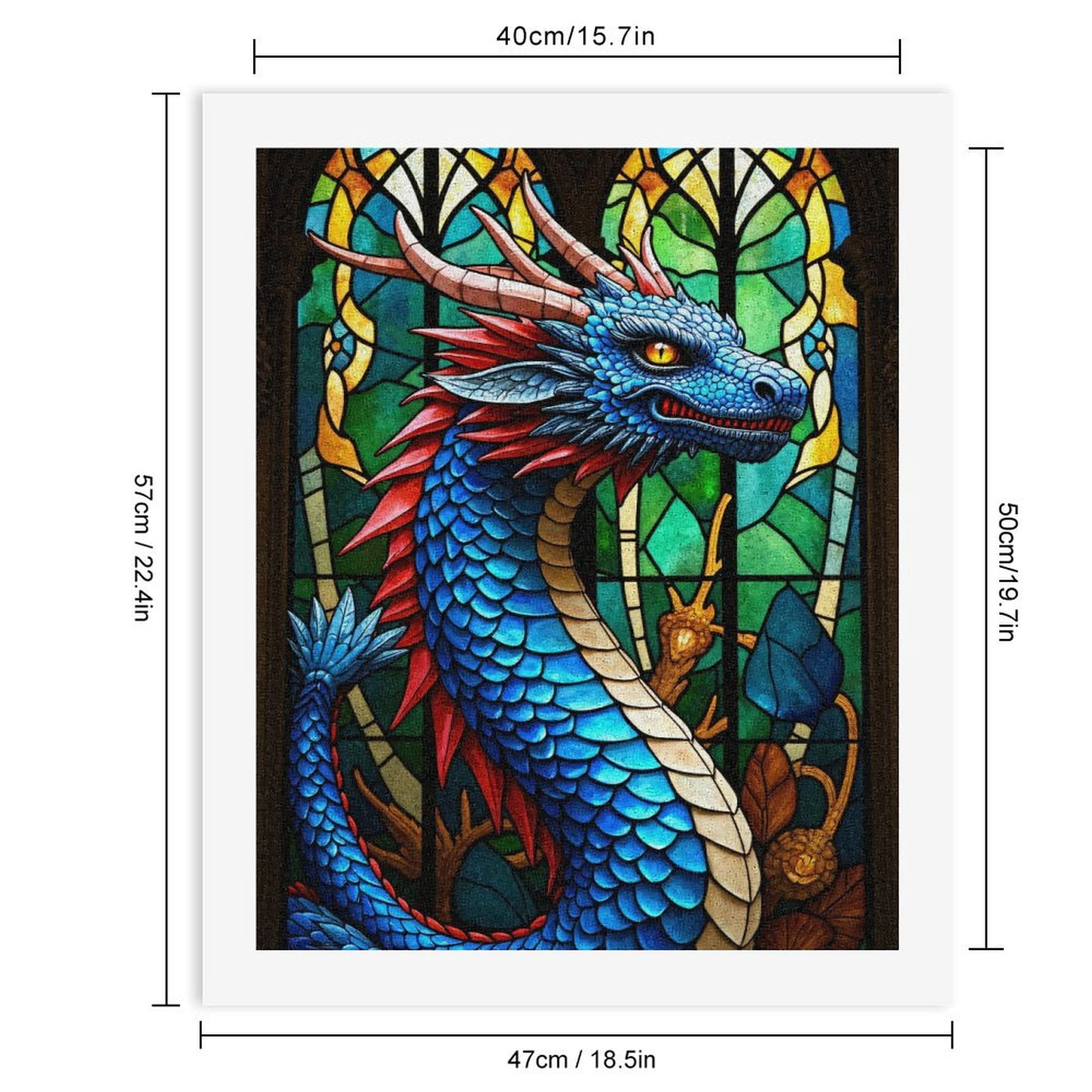 Paint By Numbers Kit for Adults Beginner - DIY Blue Dragon Stained Glass Art Canvas Painting Kits for Adults, Frameless Paint By Number for Adults for Home Wall Decor 16x20 Inch