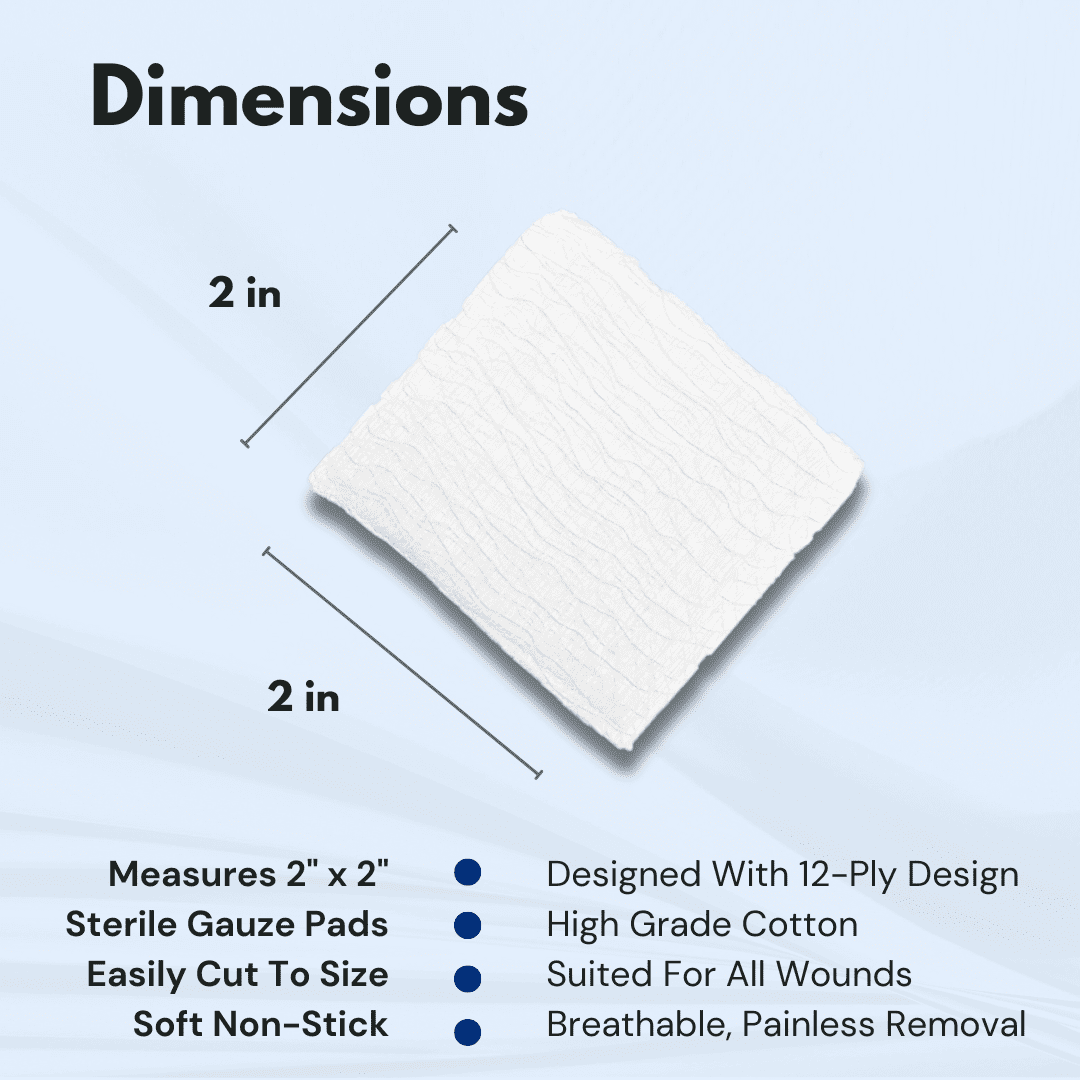 Dealmed 2’’ x 2’’ Sterile Gauze Pads, 12-Ply, Individually Wrapped, Wound Care Product for First Aid Kits, Medical Facilities 100/Box (Pack of 24)