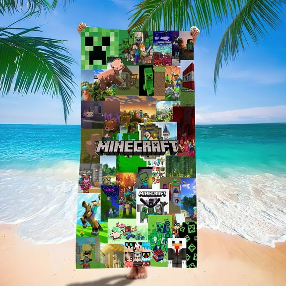 Minecraft Creeper & Steve Microfiber Towel – 28 x 55 Inch for Kids