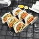 thumbnail image 2 of Soporte para tacos, soporte para tacos, juego de 4, cada plato de bandeja de metal para tacos tiene capacidad para 2 o 3 conchas de taco duras o blandas, apto para parrilla de horno y lavavajillas, 2 of 8
