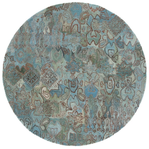 SAFAVIEH Anatolia Judy Abstract Area Rug, Teal/Green, 6' x 6' Round