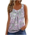 thumbnail image 2 of Plus Size Tank Tops for Women Stretch V-Neck Sleeveless Blouse Loose Floral Print Summer Holiday Casual Tank Shirt, 2 of 5
