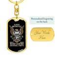 thumbnail image 3 of Road Legend Biker Stainless Steel or 18k Gold Premium Swivel Dog Tag Keychain, 3 of 10